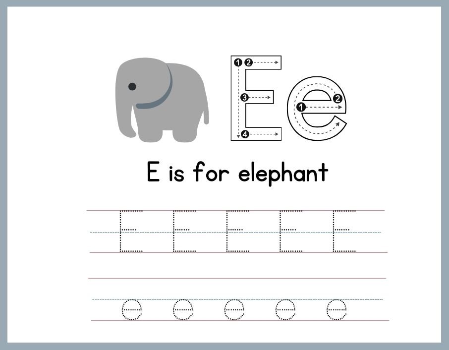 4+ Letter E worksheets for Preschool free Printable