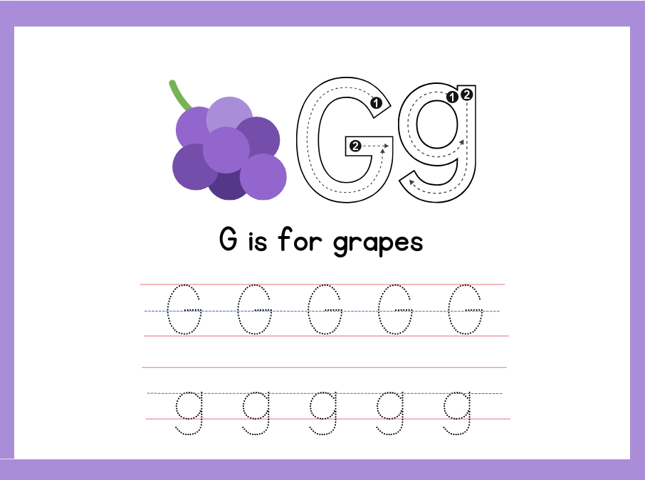 4+ Letter G worksheets free PDF free for Kids